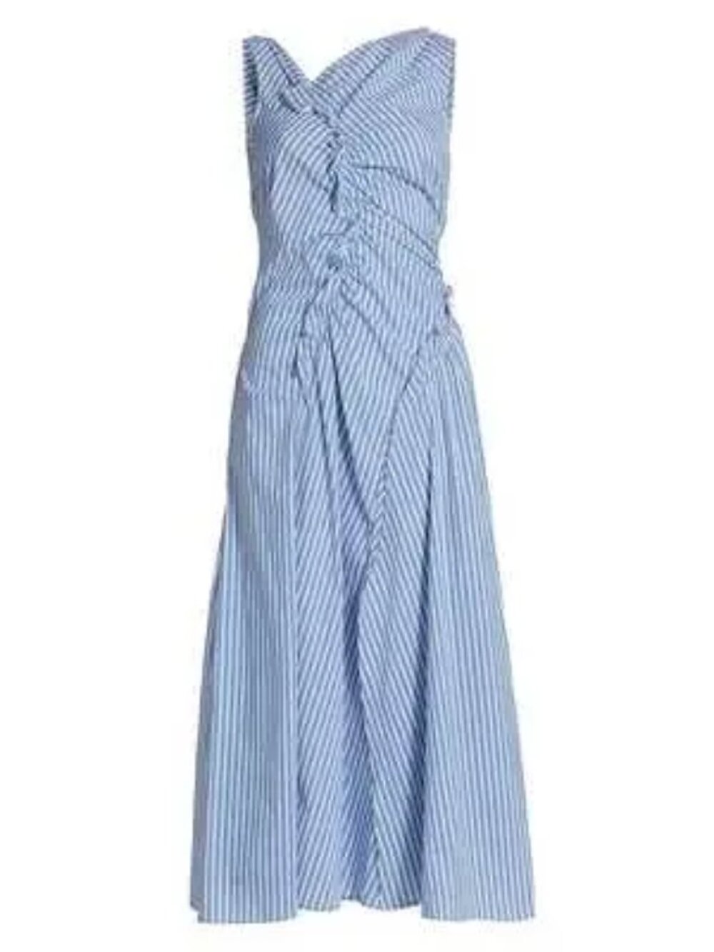 NWT AKNVAS Dana Striped Asymmetric Maxi Dress in Sky Blue Size 4